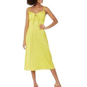 The Drop Women’s  XS Sleeveless Yellow Midi Dress Adjustable Straps Silk Satin